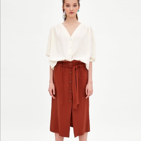 Zara Dresses & Skirts - Zara paper bag linen skirt